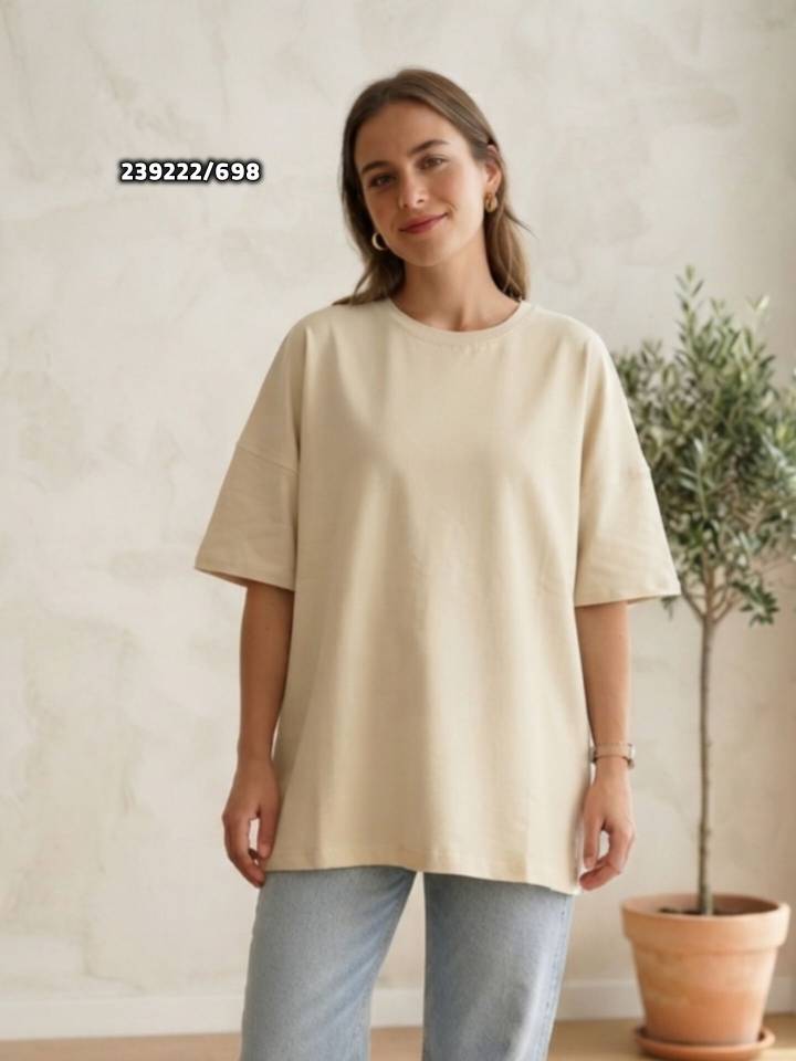 image 174 تیشرت باکسی پنبه بیسیک کد 239222 - تصویر 1